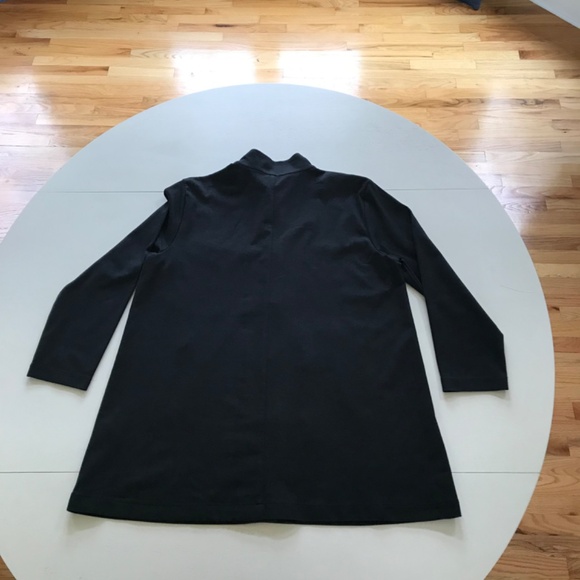 EILEEN FISHER COTTON PONTE STAND COLLAR BLACK JACKET - Picture 7 of 15